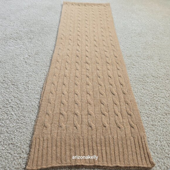 NWOT Tan Cashmere Cable Knit Scarf - Picture 4 of 12